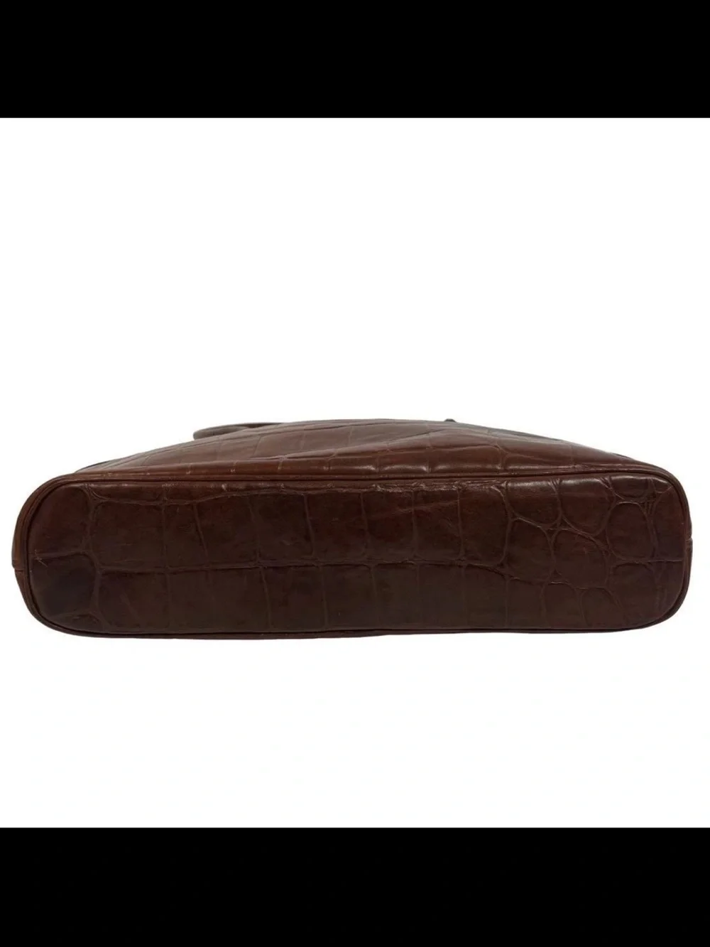 Mulberry Croc-Embossed Leather Shoulder Bag in Dark Brown